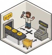 Isometric belt where clicks stop before the checkout